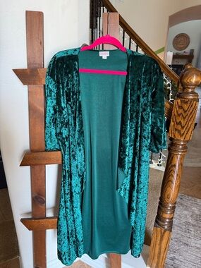 LuLaRoe Emerald Crushed Velvet Duster